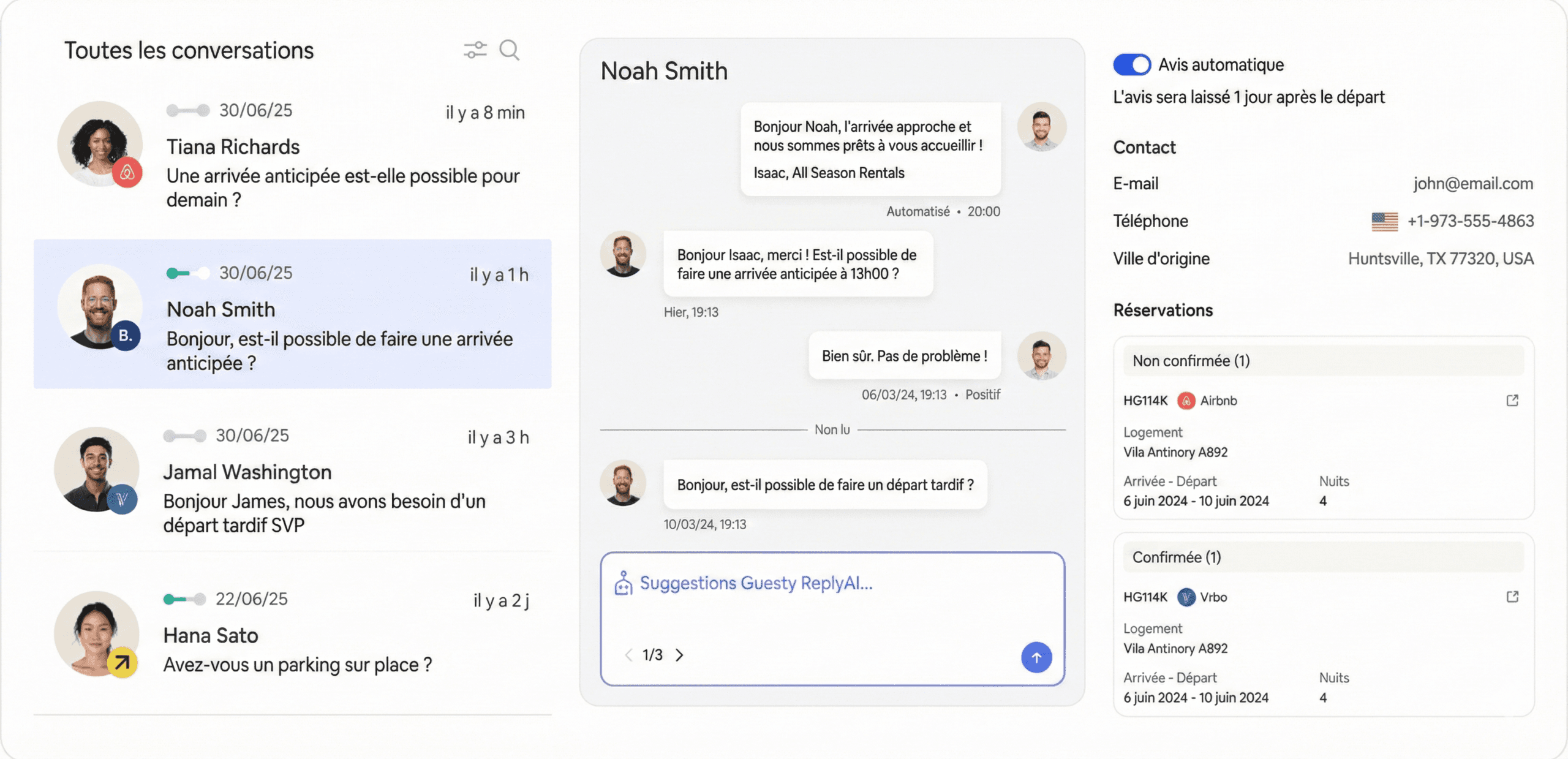 Communications avec les voyageurs