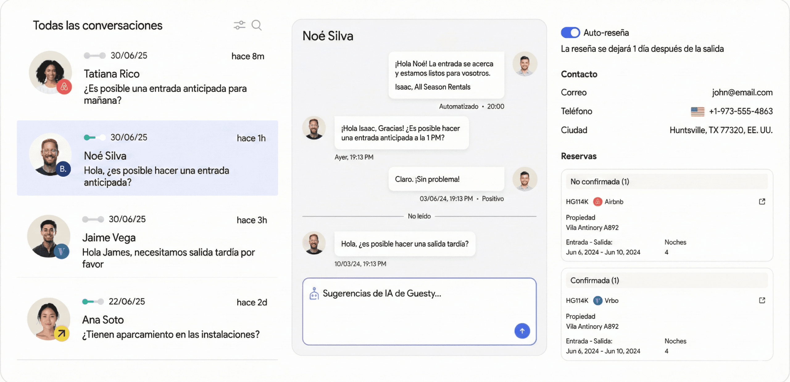 Comms con huéspedes