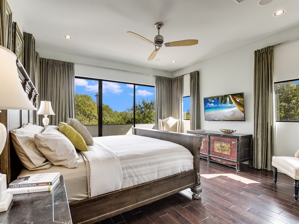 Bedroom interior with the bed nicely made