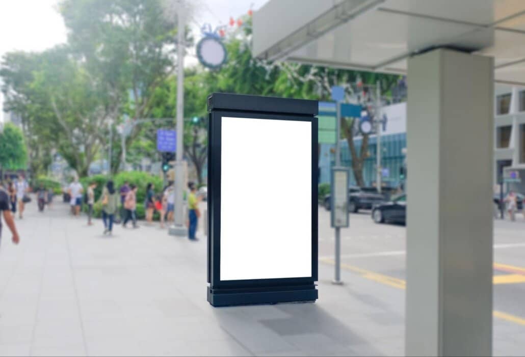 blank advertising billboard on busy street