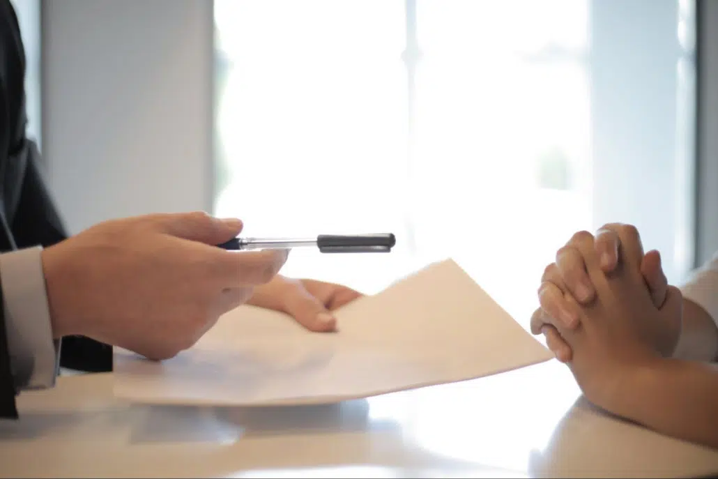 signing documents with a pen