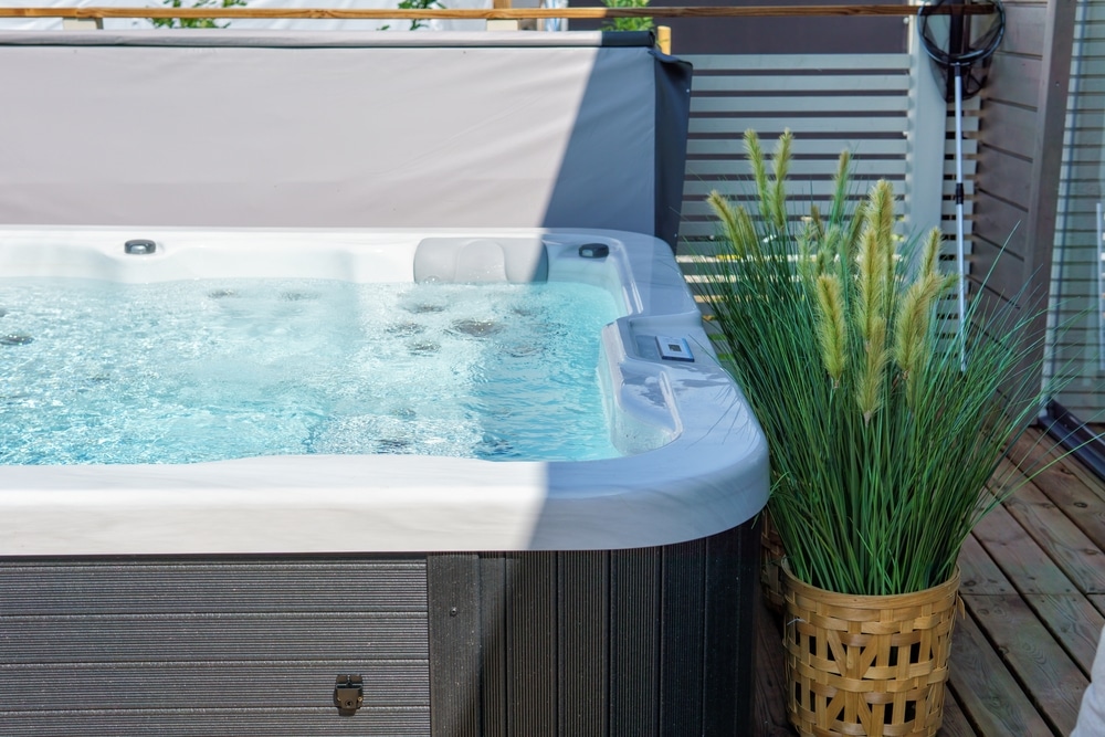 outdoor hot tub on patio