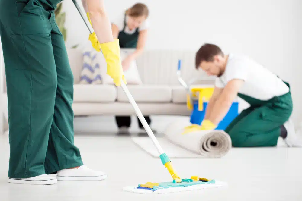 cleaning team working