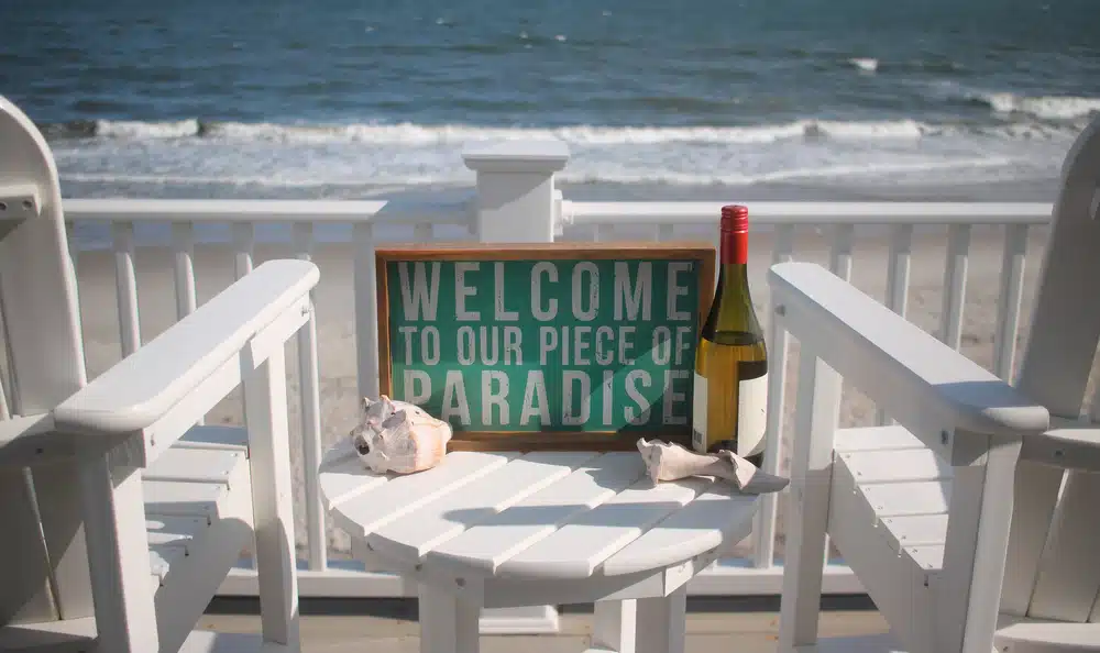 welcome sign at beach rental