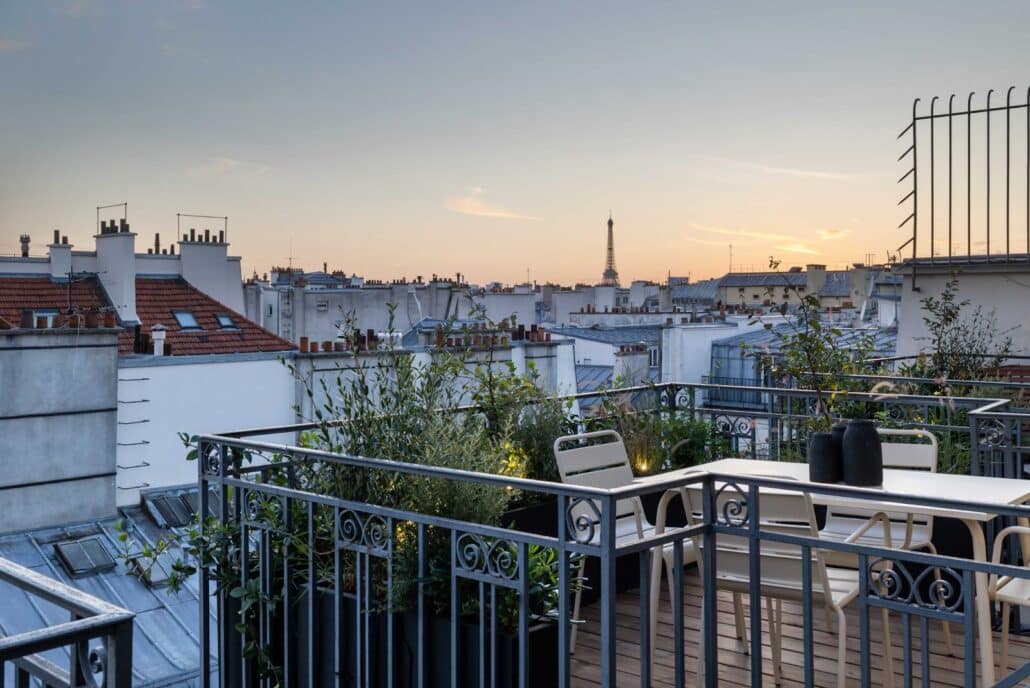 rooftop deck overlooking Paris